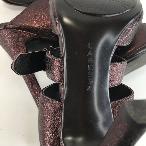 Caressa Grace Metallic Cooper Leather Ankle Strap Heels Size 6.5M - Picture 9 of 14